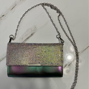 Icing Purple Silver Clutch with Chain Strap
